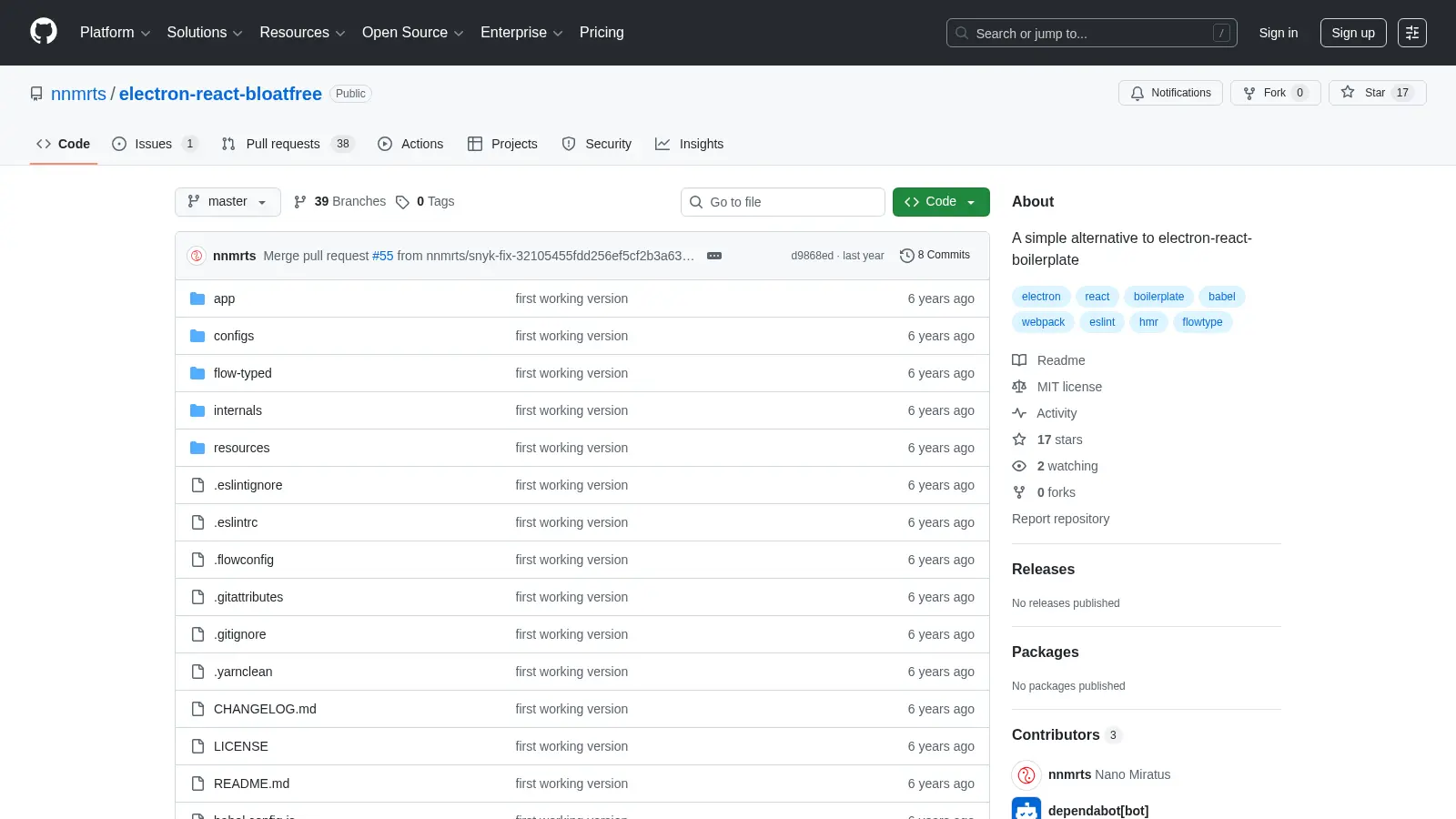 Electron React Bloatfree screenshot