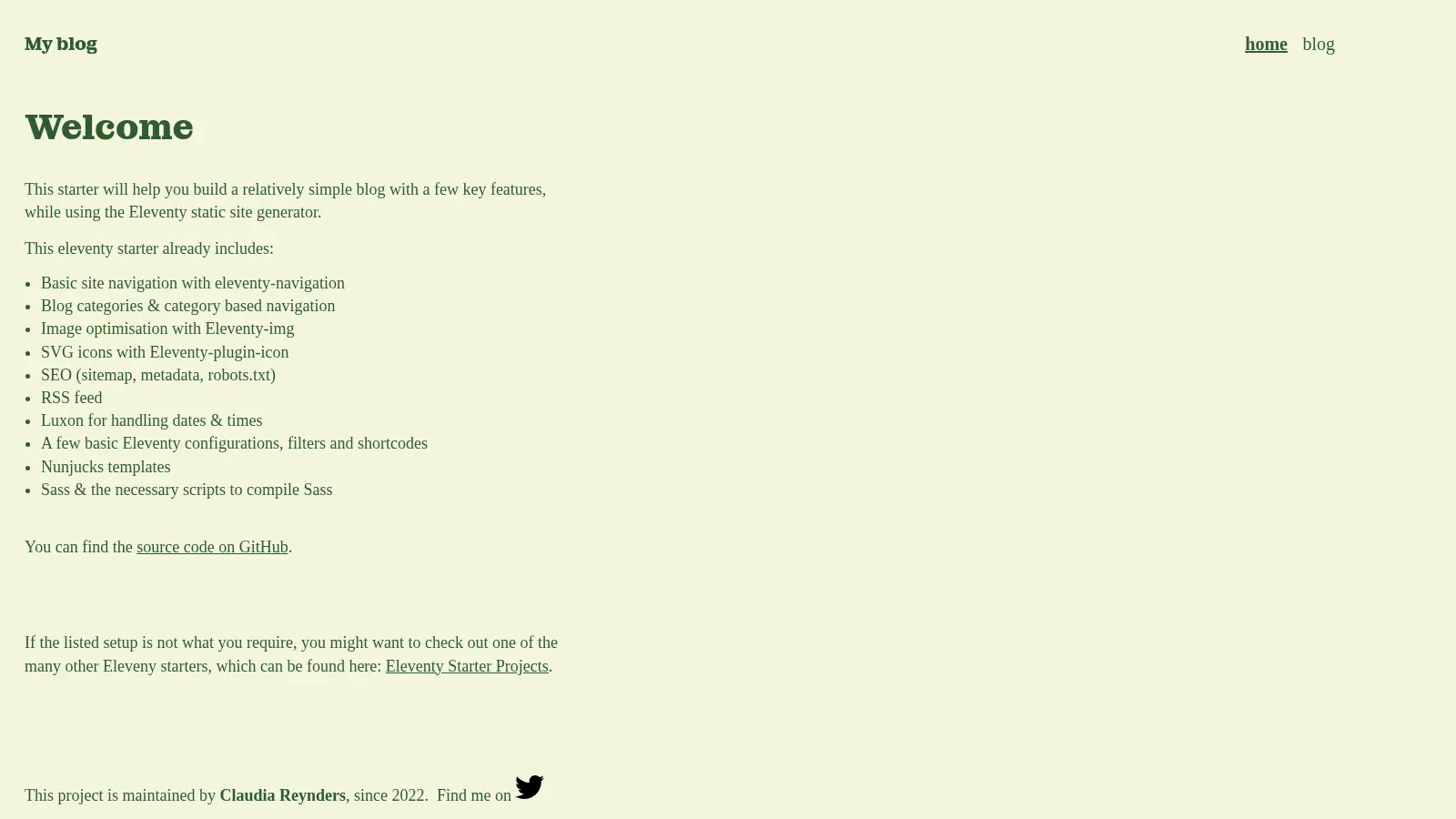 Eleventy Not So Minimal Blog Starter screenshot