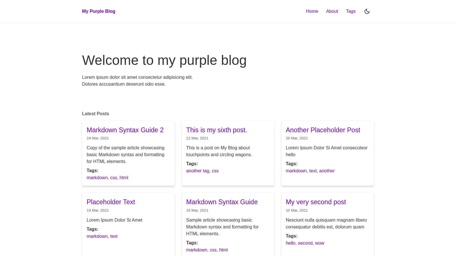 Eleventy Stylus Blog Theme screenshot