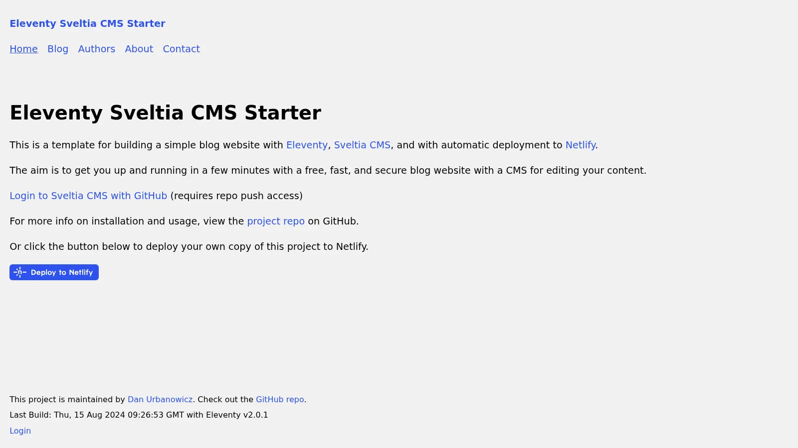 Eleventy Sveltia Cms Starter screenshot