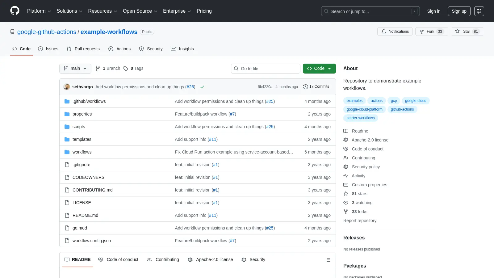Example Workflows screenshot
