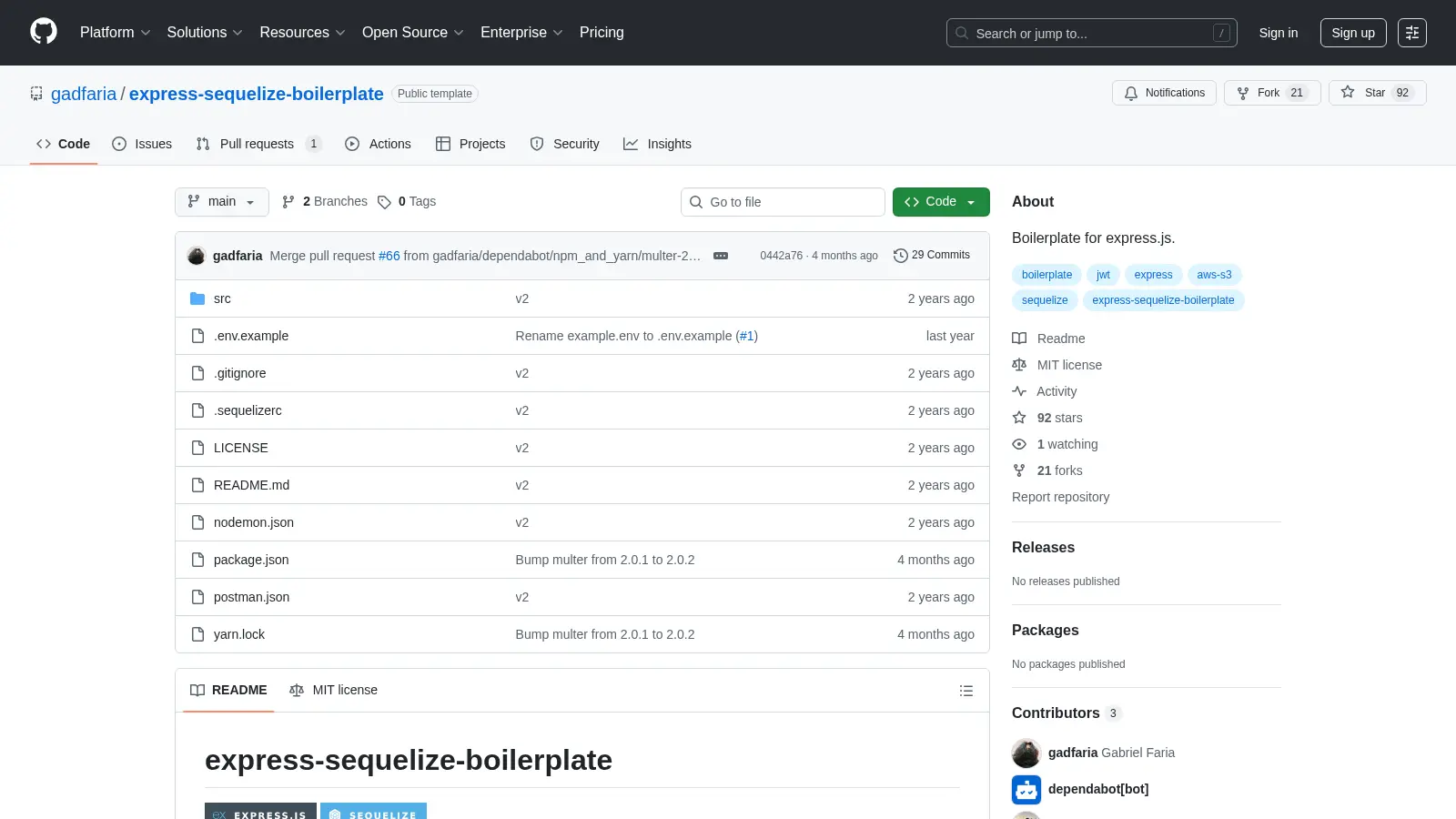 Express Sequelize Boilerplate screenshot