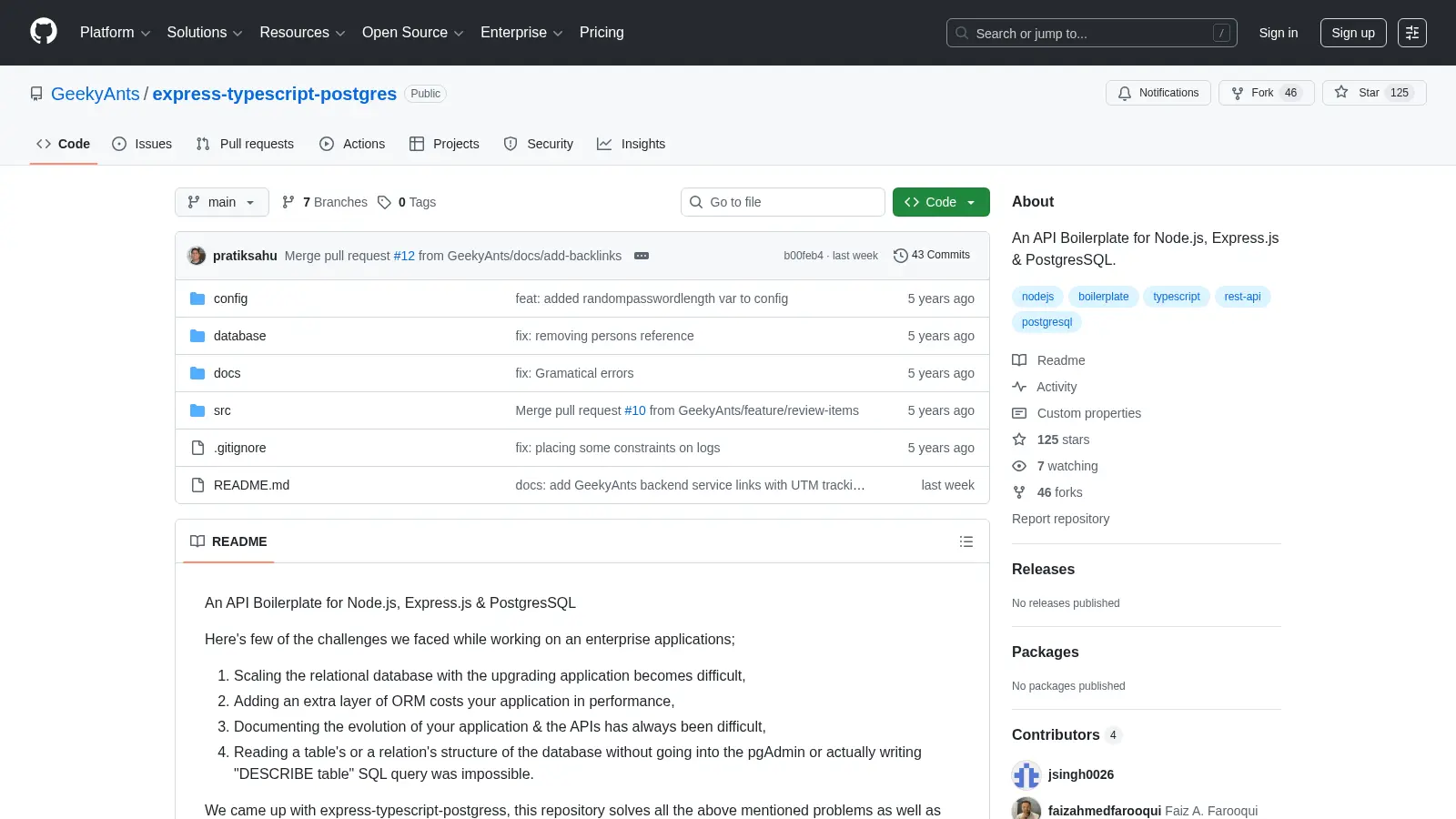 Express Typescript Postgres screenshot