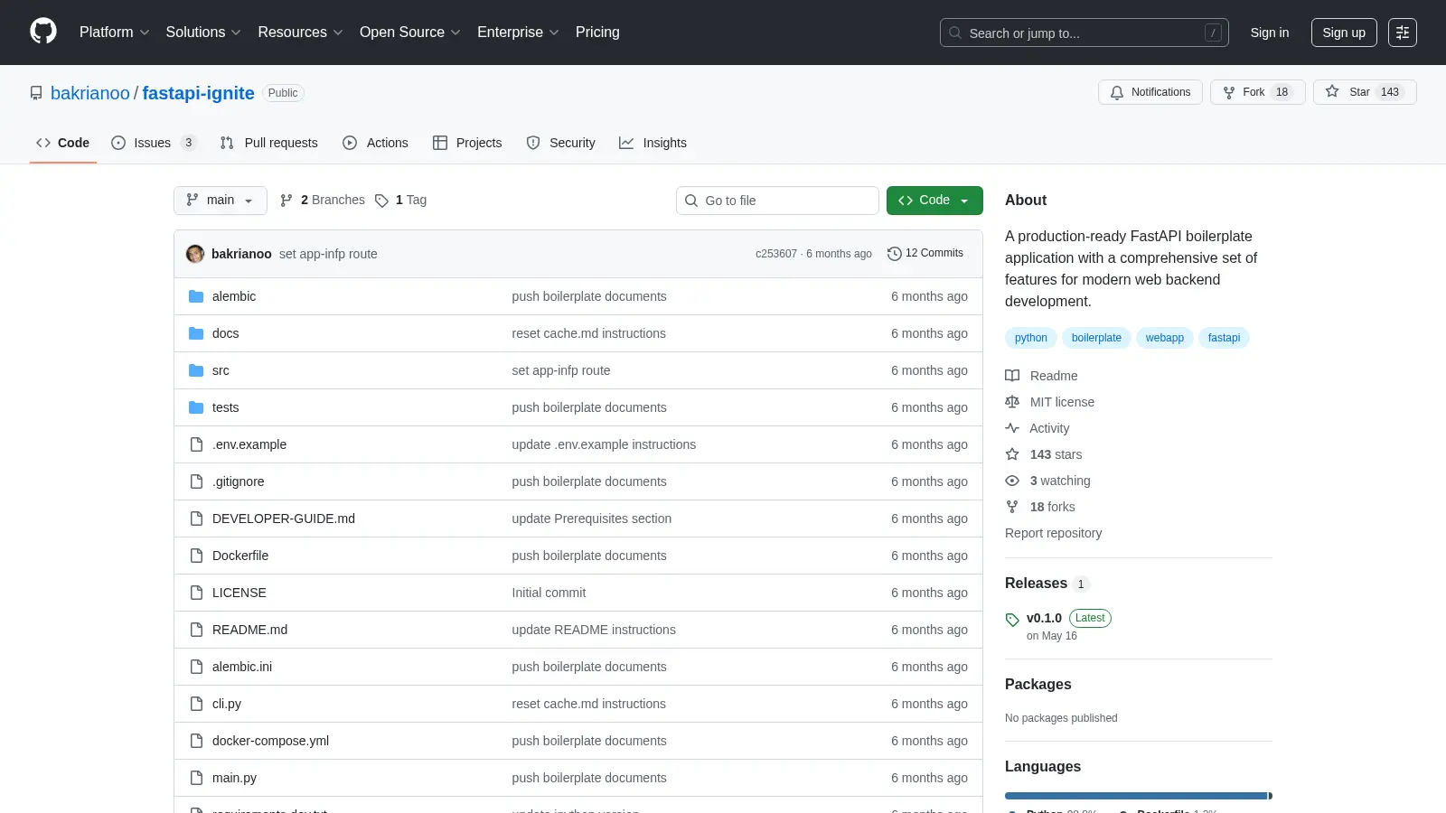 Fastapi Ignite screenshot