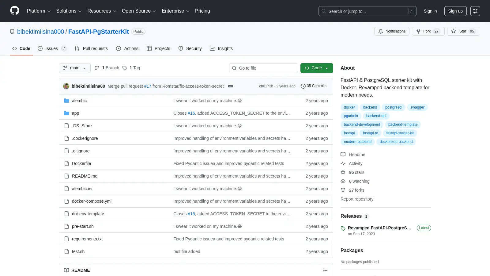 Fastapi Pgstarterkit screenshot