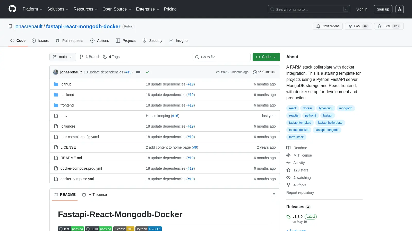 Fastapi React Mongodb Docker screenshot