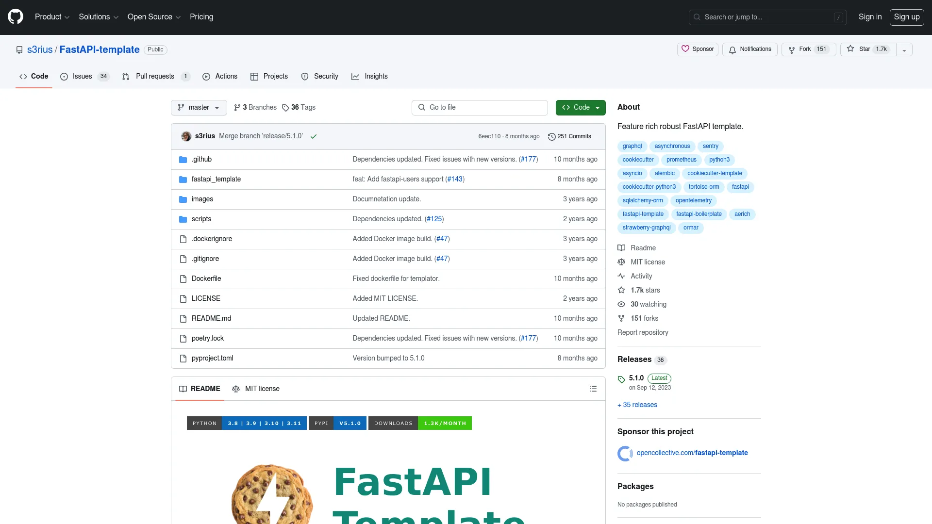 FastAPI Template by S3rius screenshot