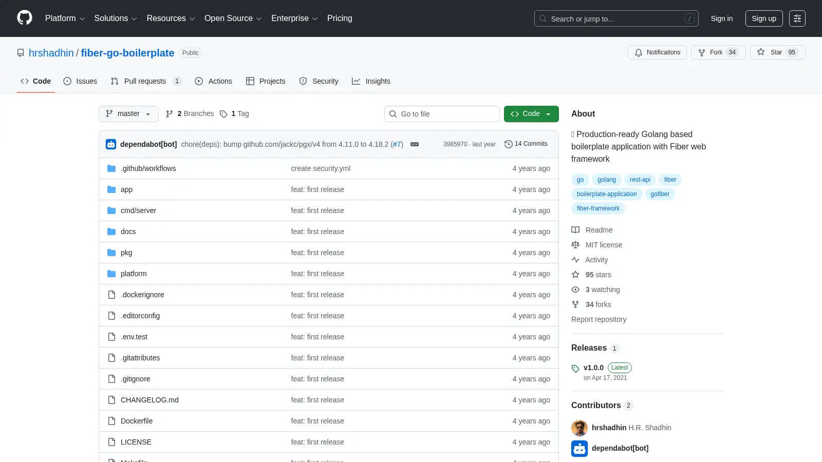 Fiber Go Boilerplate screenshot