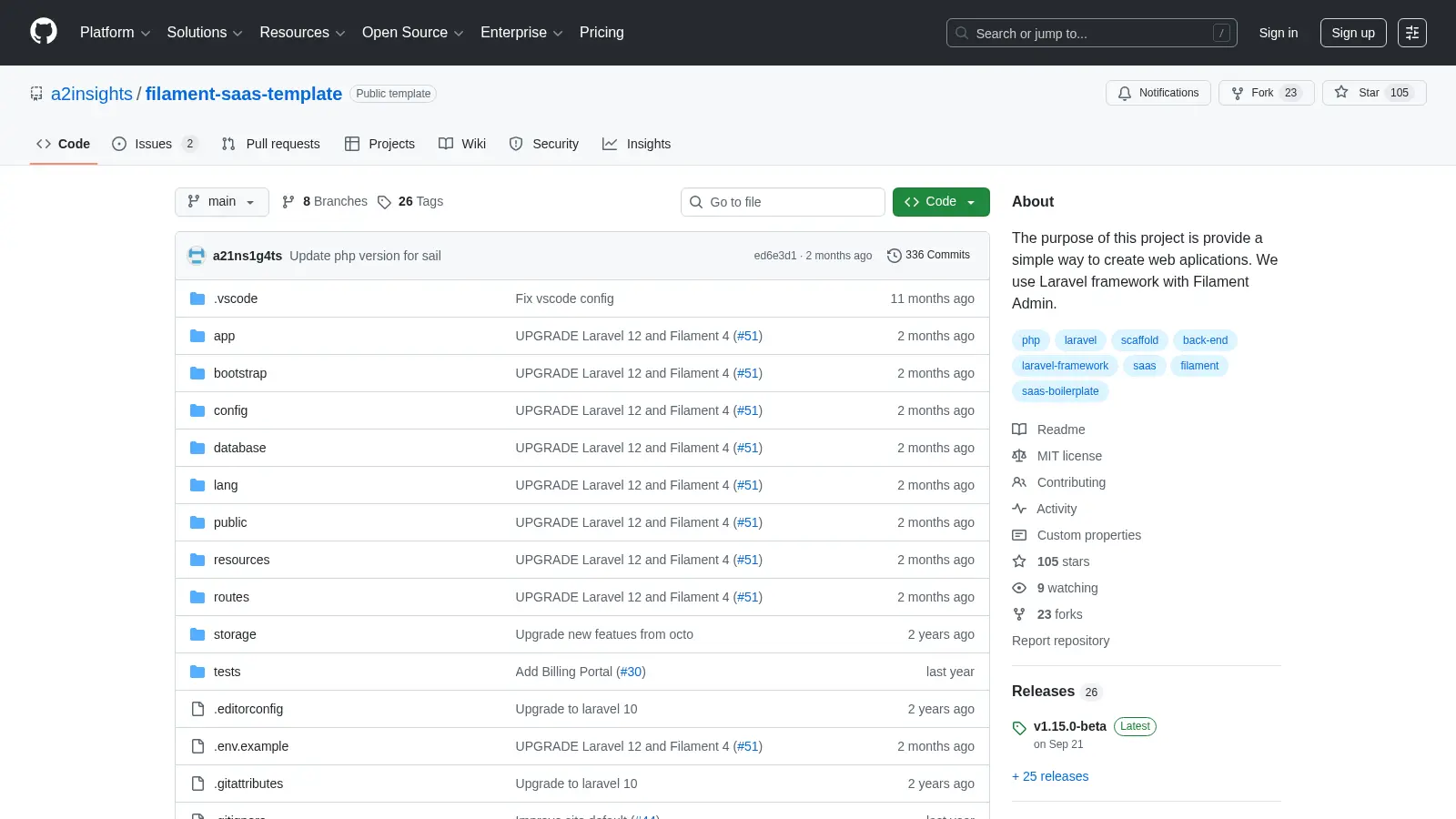 Filament Saas Template screenshot