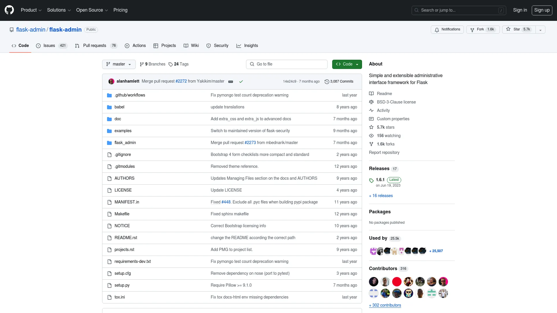 Flask Admin screenshot