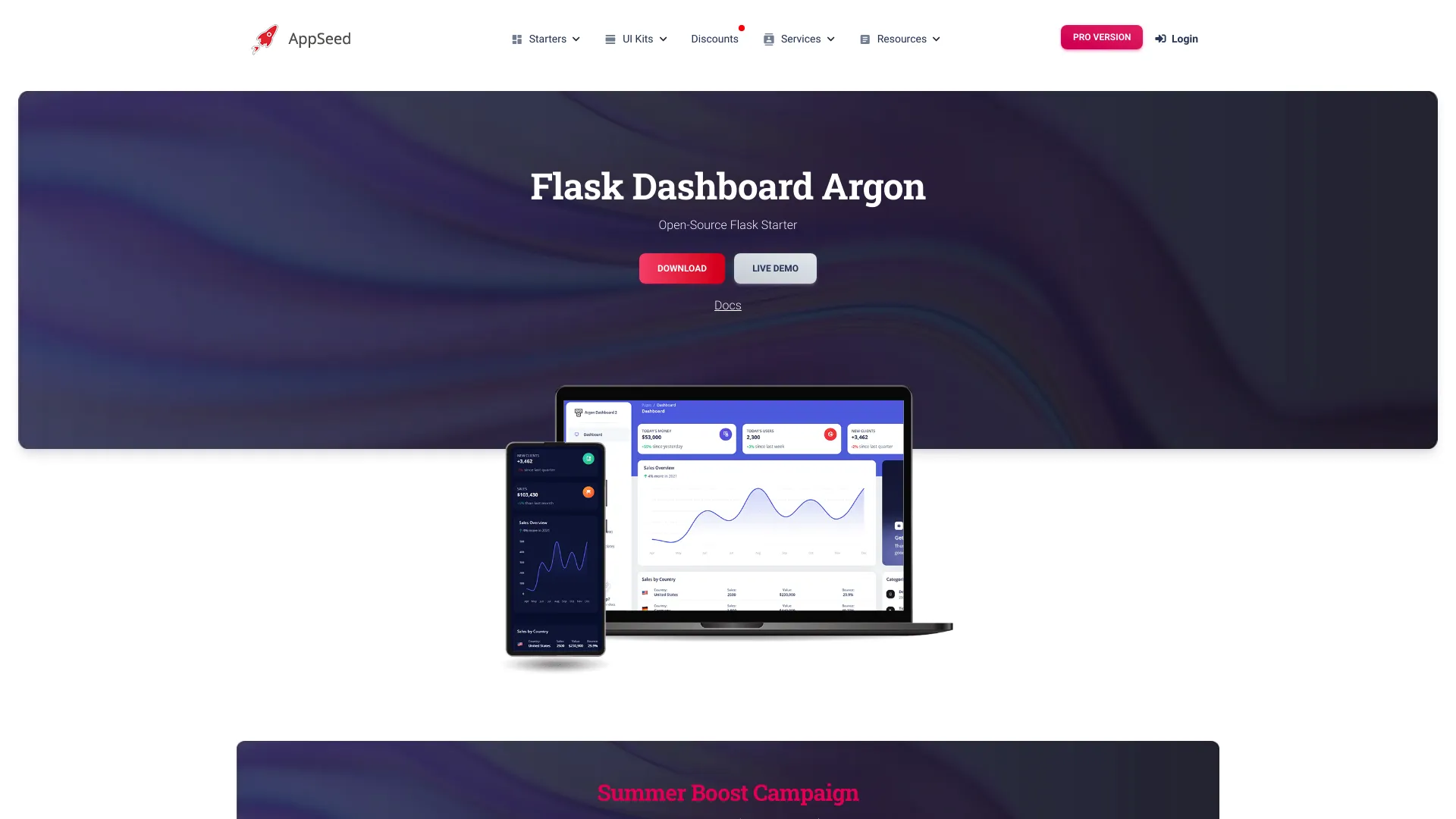 Flask Argon Dashboard screenshot