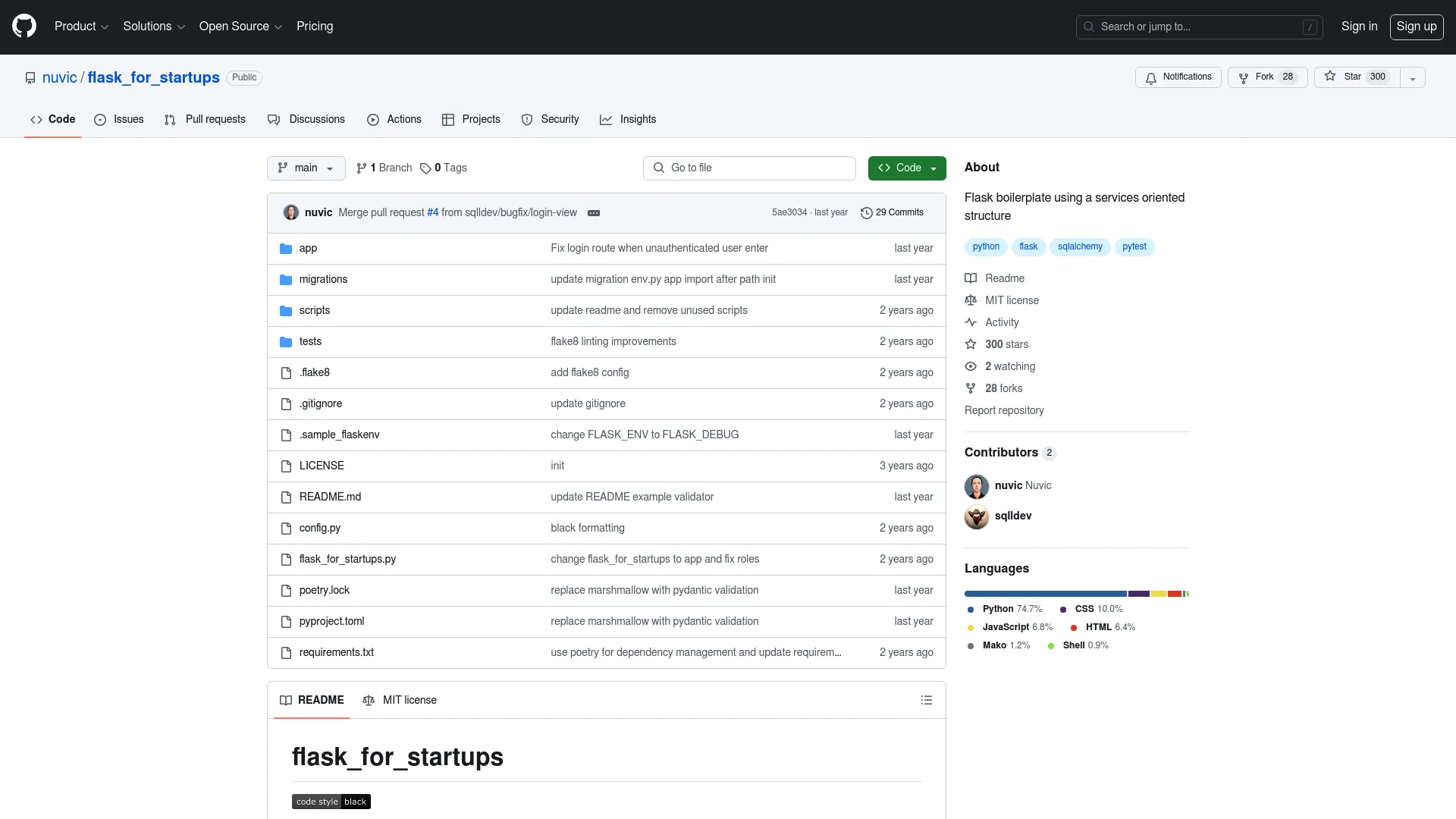 Flask for Startups screenshot