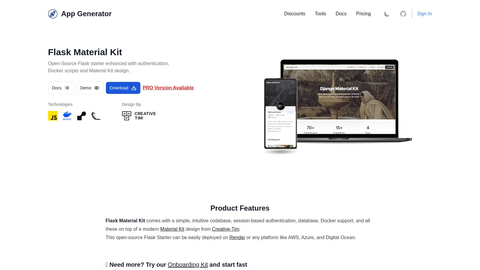 Flask Material Kit screenshot