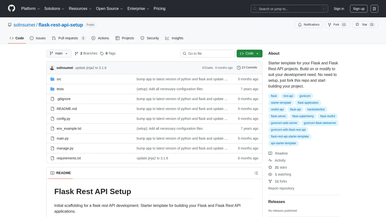 Flask Rest Api Setup screenshot
