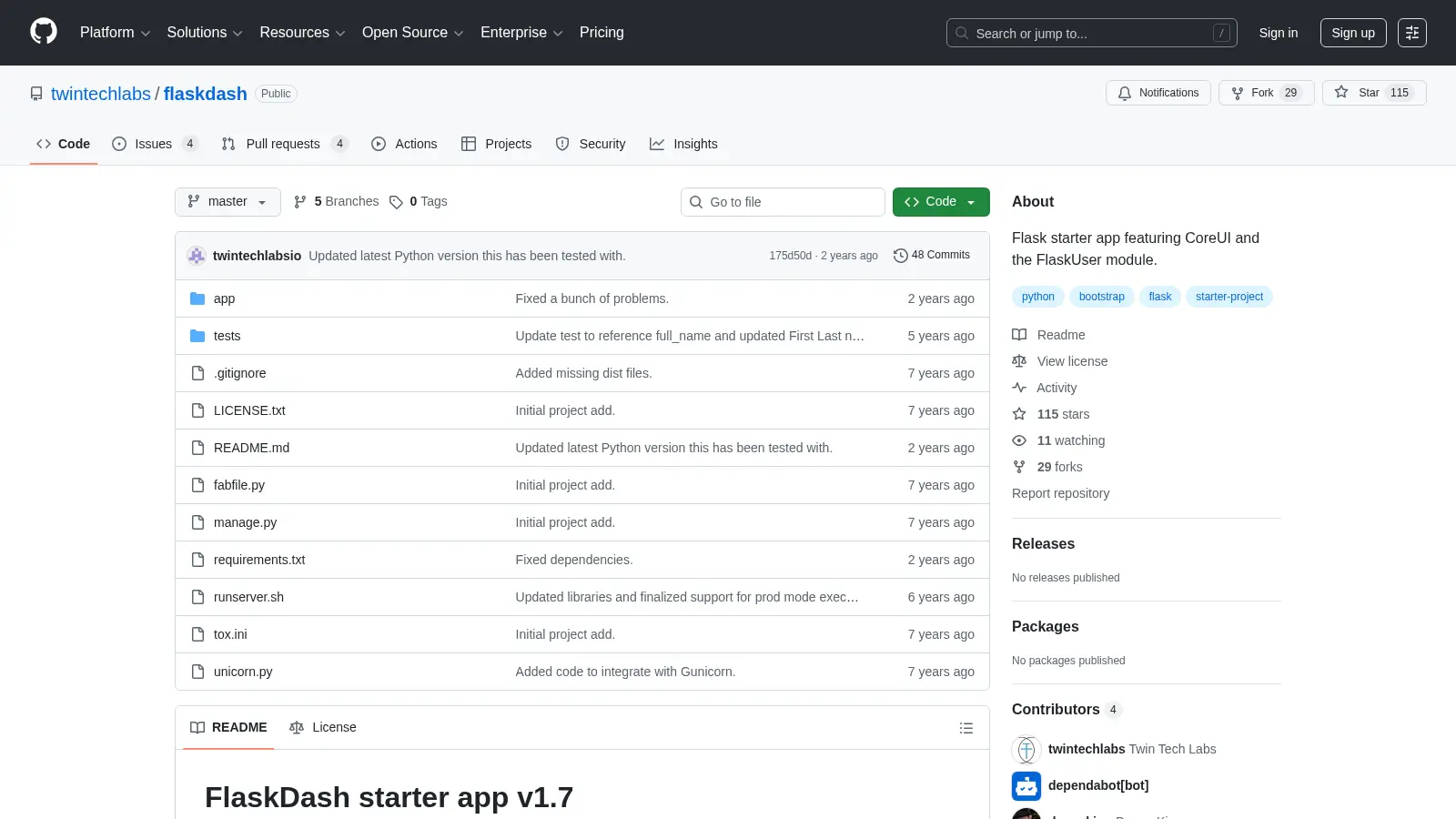 Flaskdash screenshot