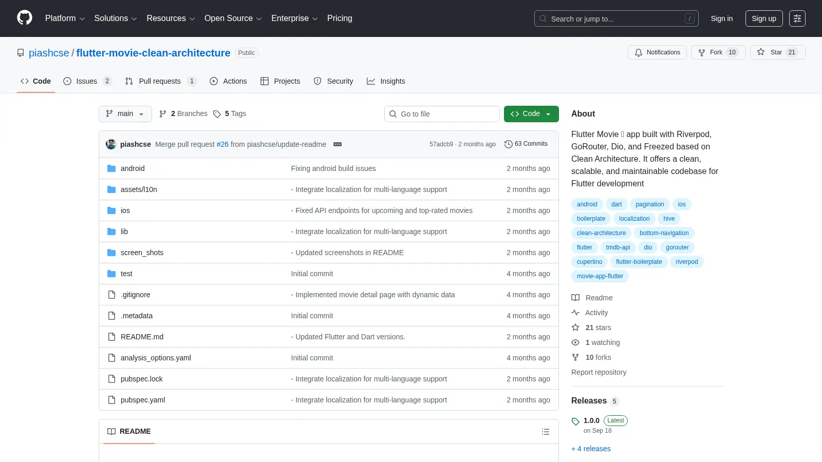 Flutter Movie Clean Architecture screenshot