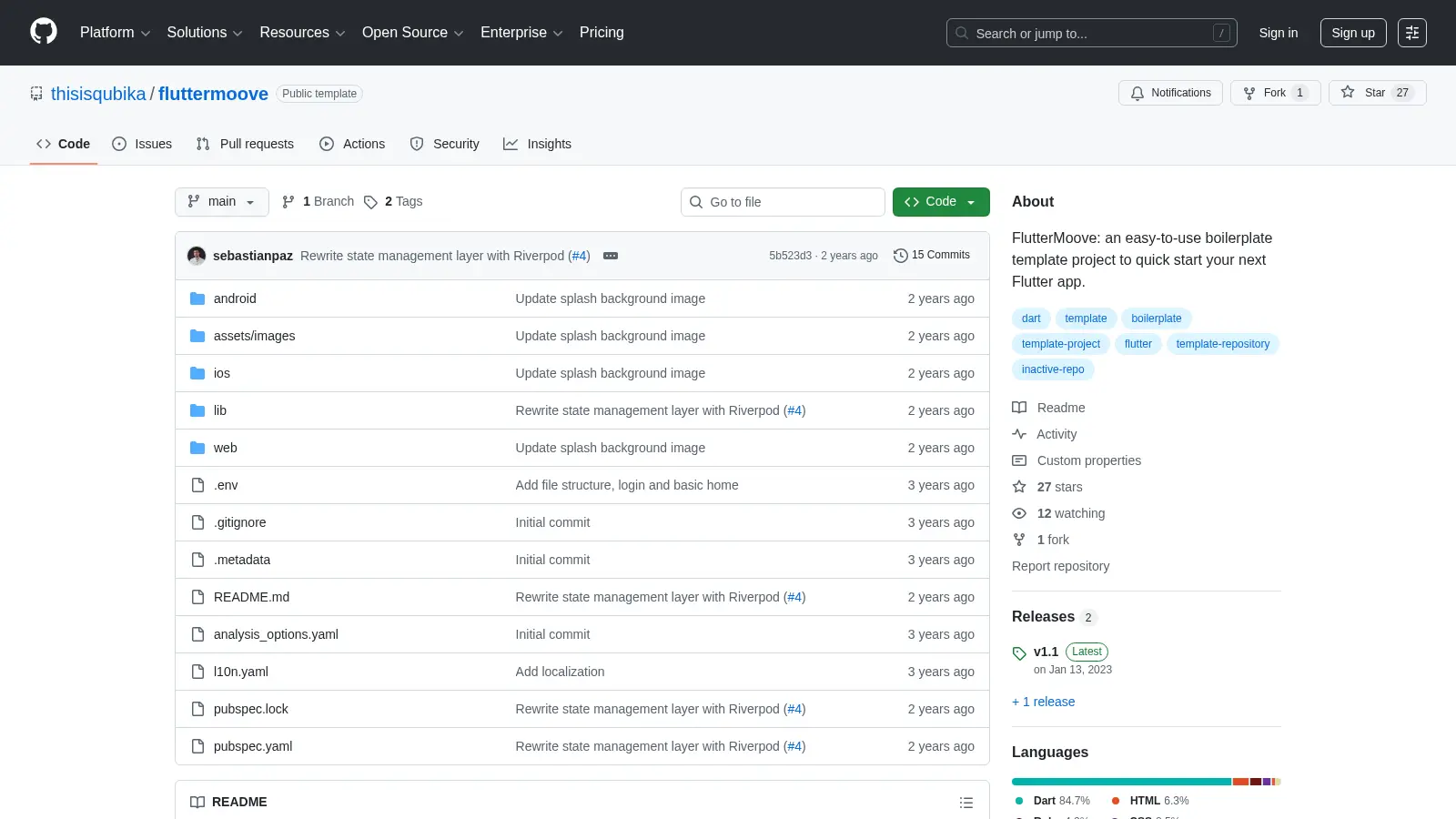 Fluttermoove screenshot