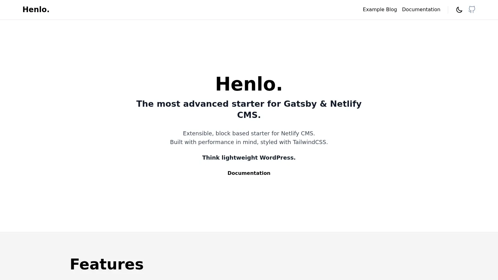 Gatsby Starter Henlo screenshot