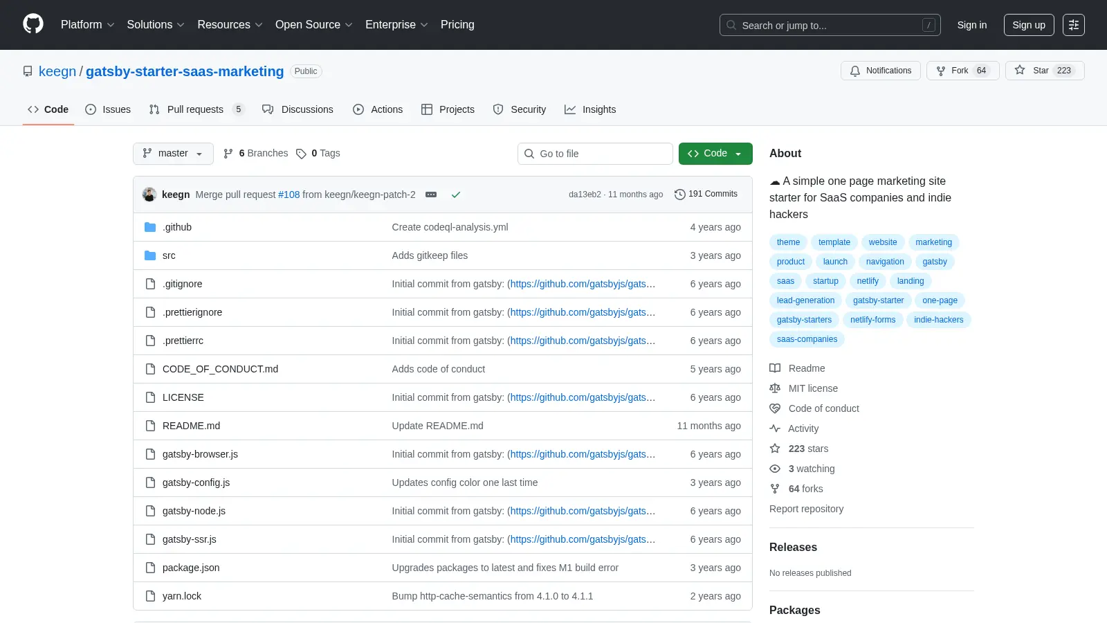 Gatsby Starter Saas Marketing screenshot