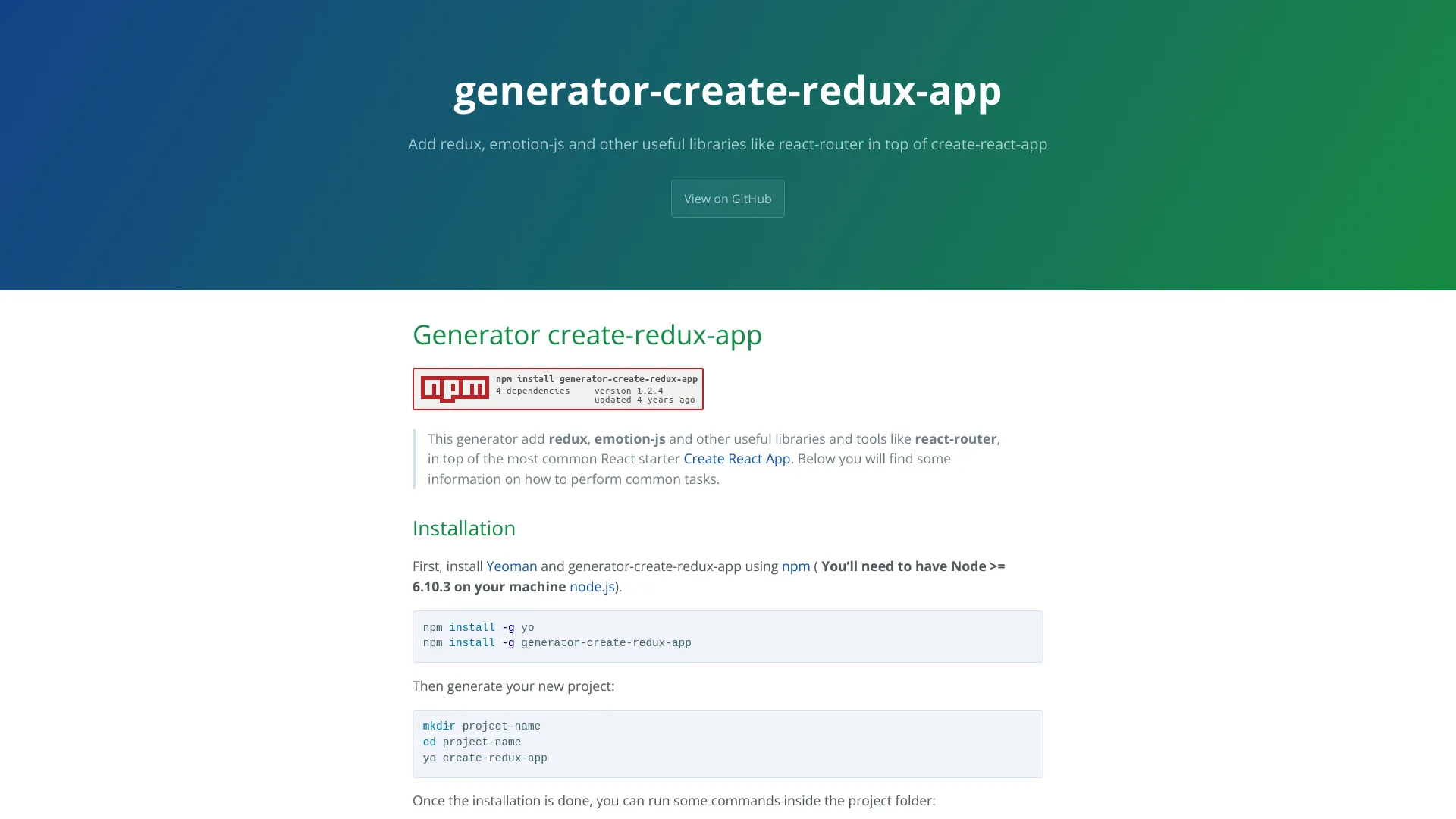 Generator Create Redux App screenshot