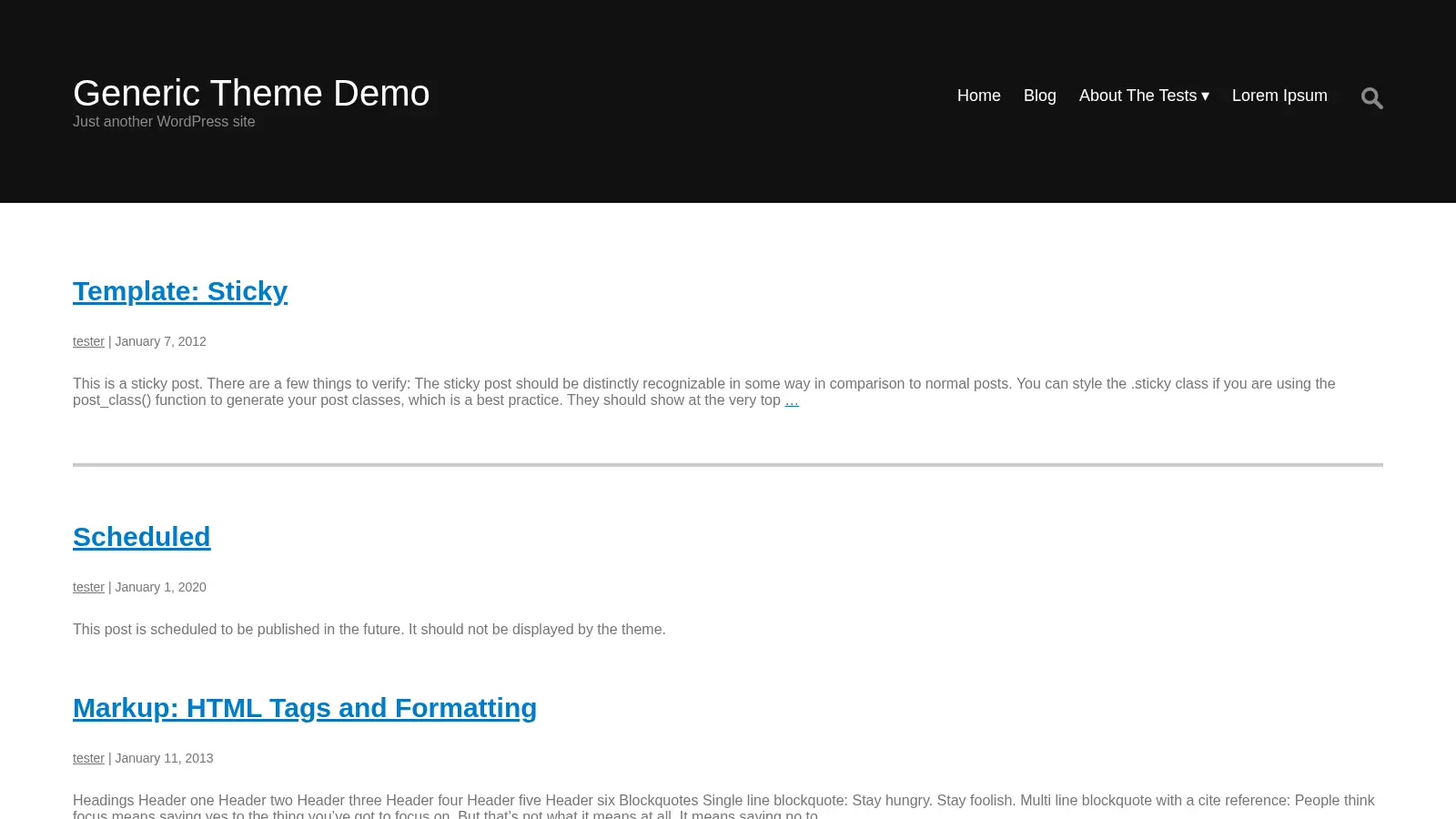 Generic Theme screenshot