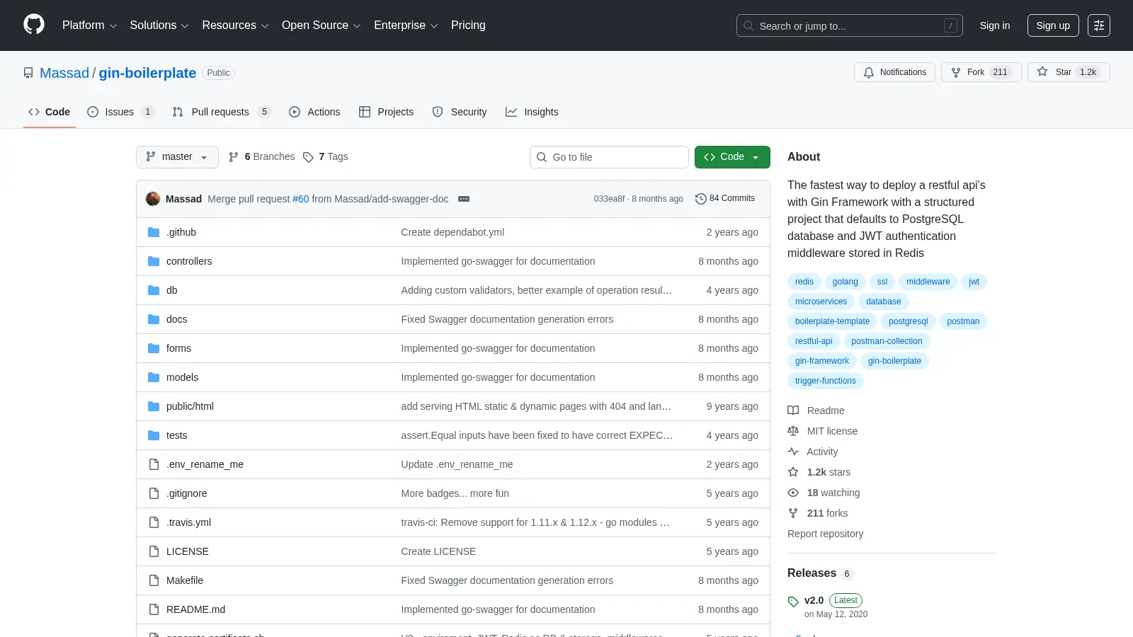 Gin Boilerplate screenshot