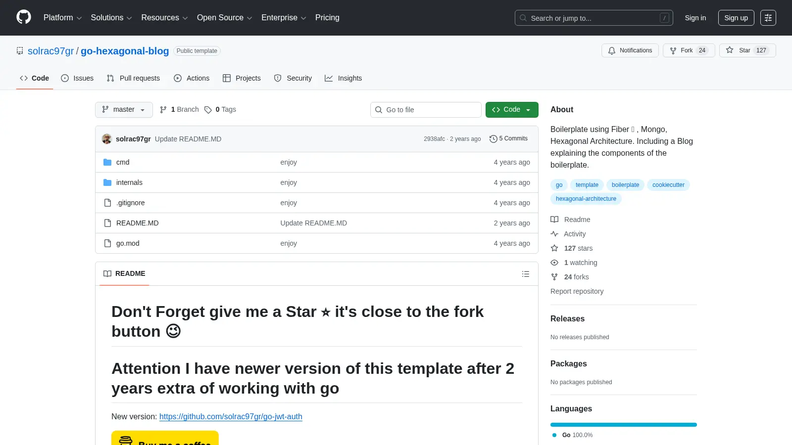 Go Hexagonal Blog screenshot