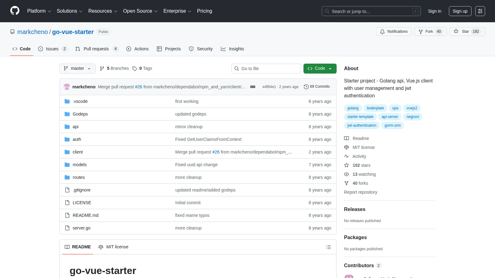Go Vue Starter screenshot