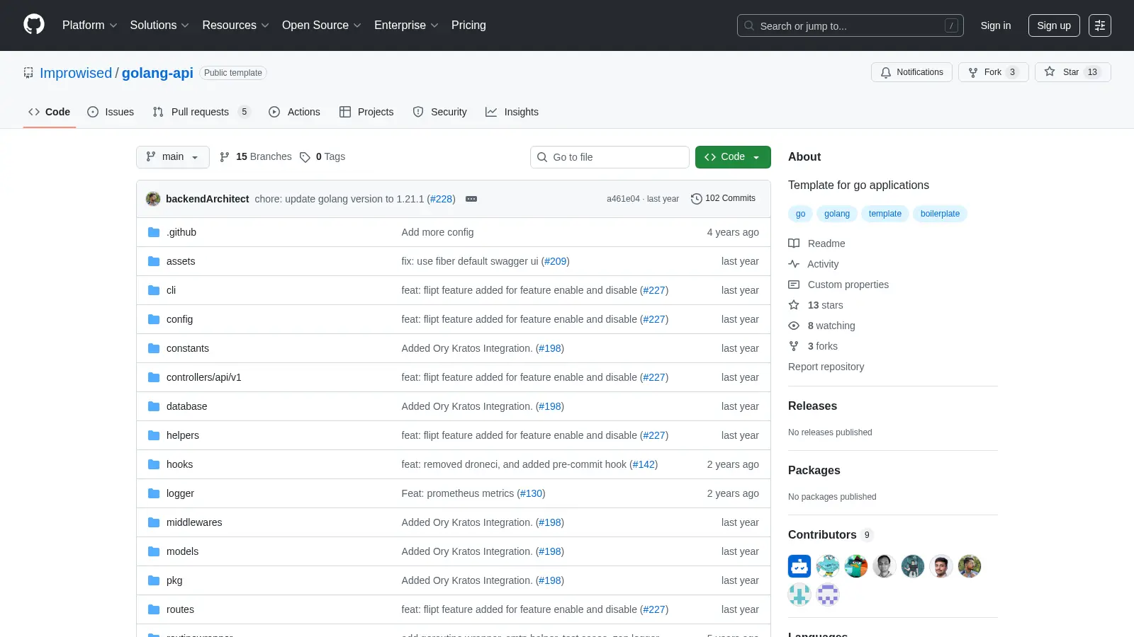 Golang Api screenshot