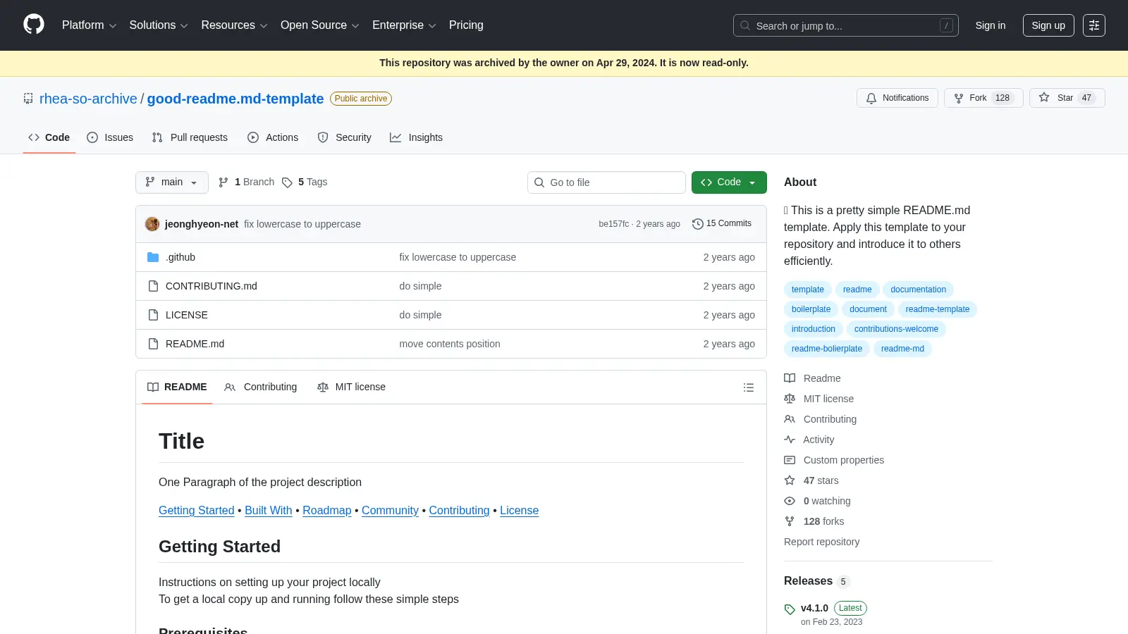 Good Readme Md Template screenshot