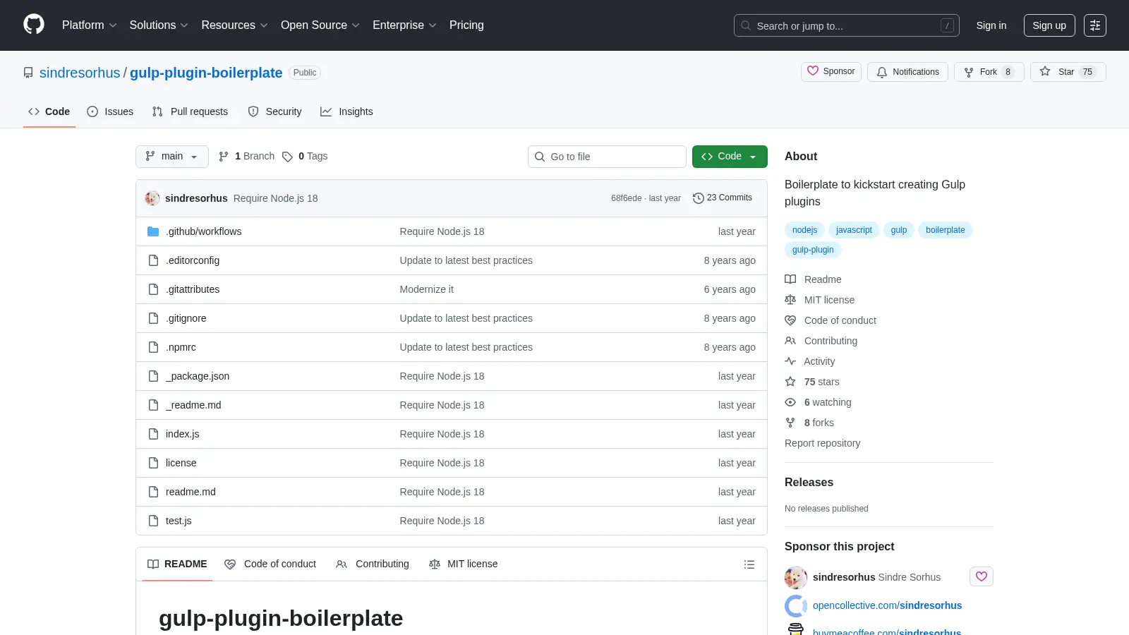Gulp Plugin Boilerplate screenshot