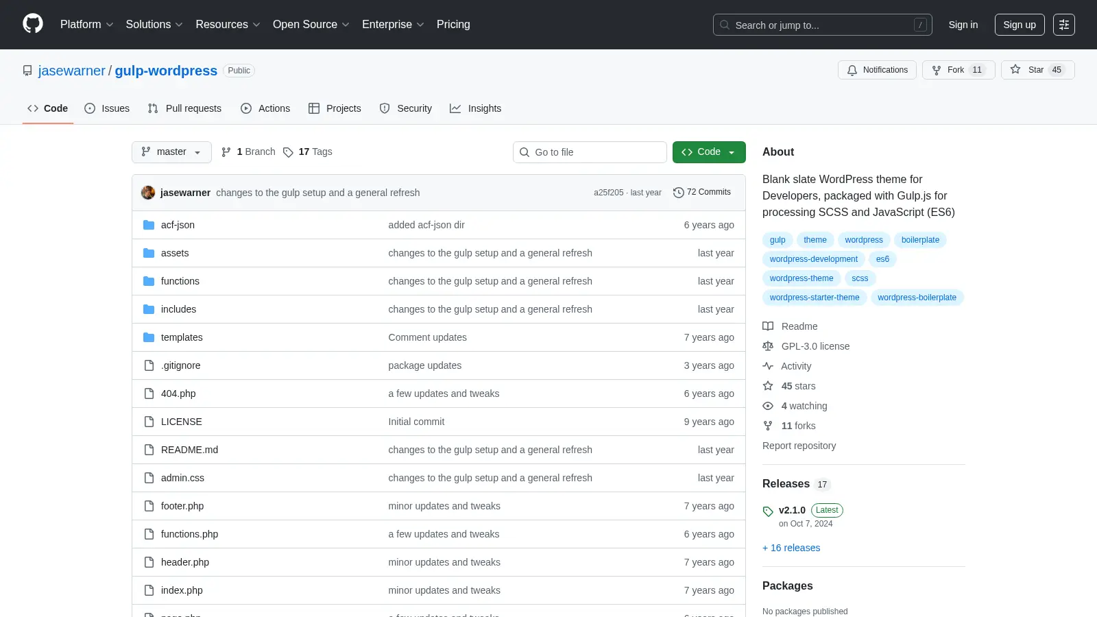 Gulp Wordpress screenshot