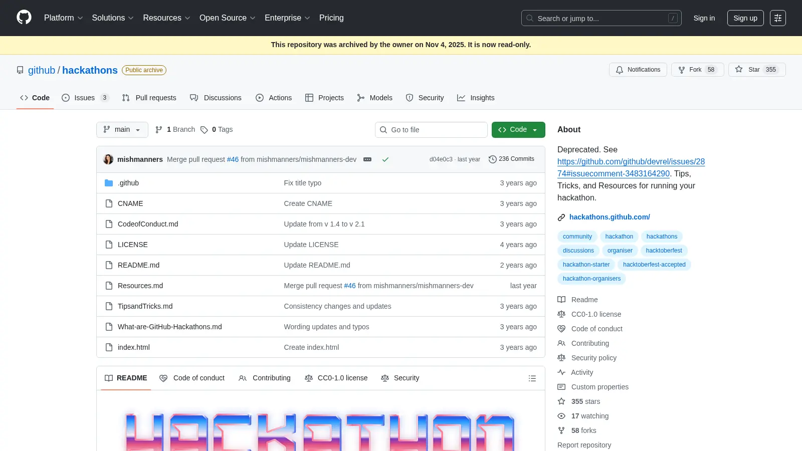 Hackathons screenshot