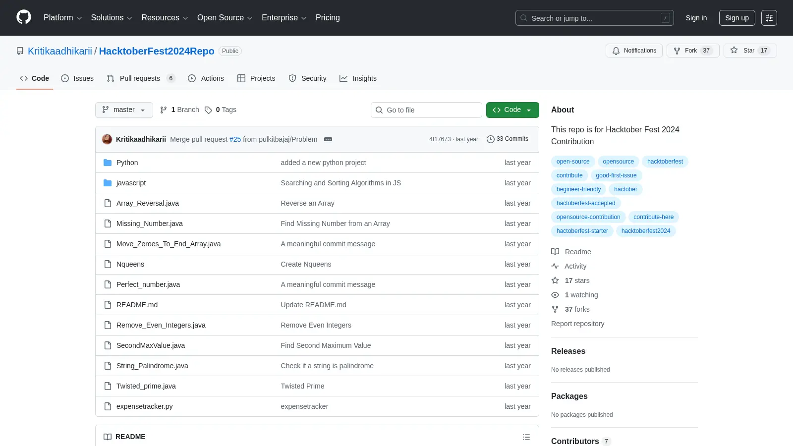 Hacktoberfest2024repo screenshot
