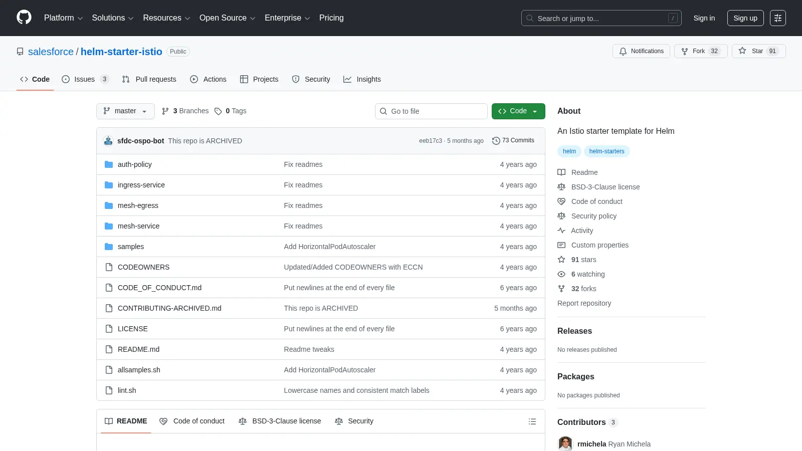 Helm Starter Istio screenshot