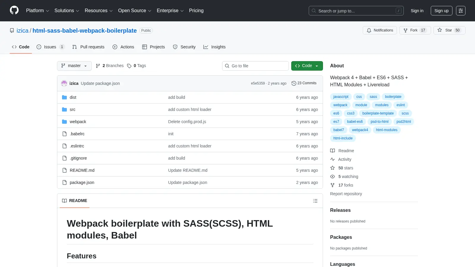 Html Sass Babel Webpack Boilerplate screenshot