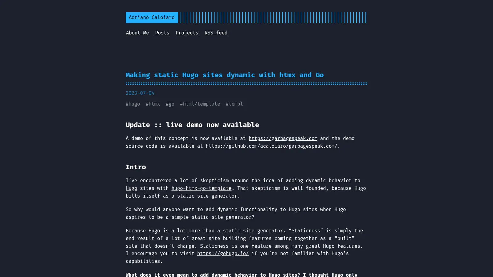 Hugo Htmx Go Template screenshot