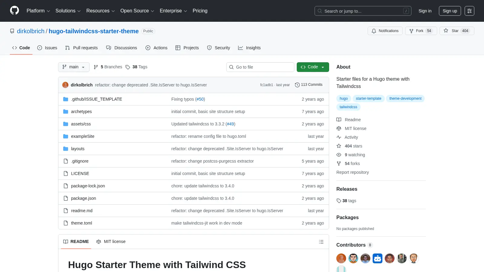 Hugo Tailwindcss Starter Theme screenshot