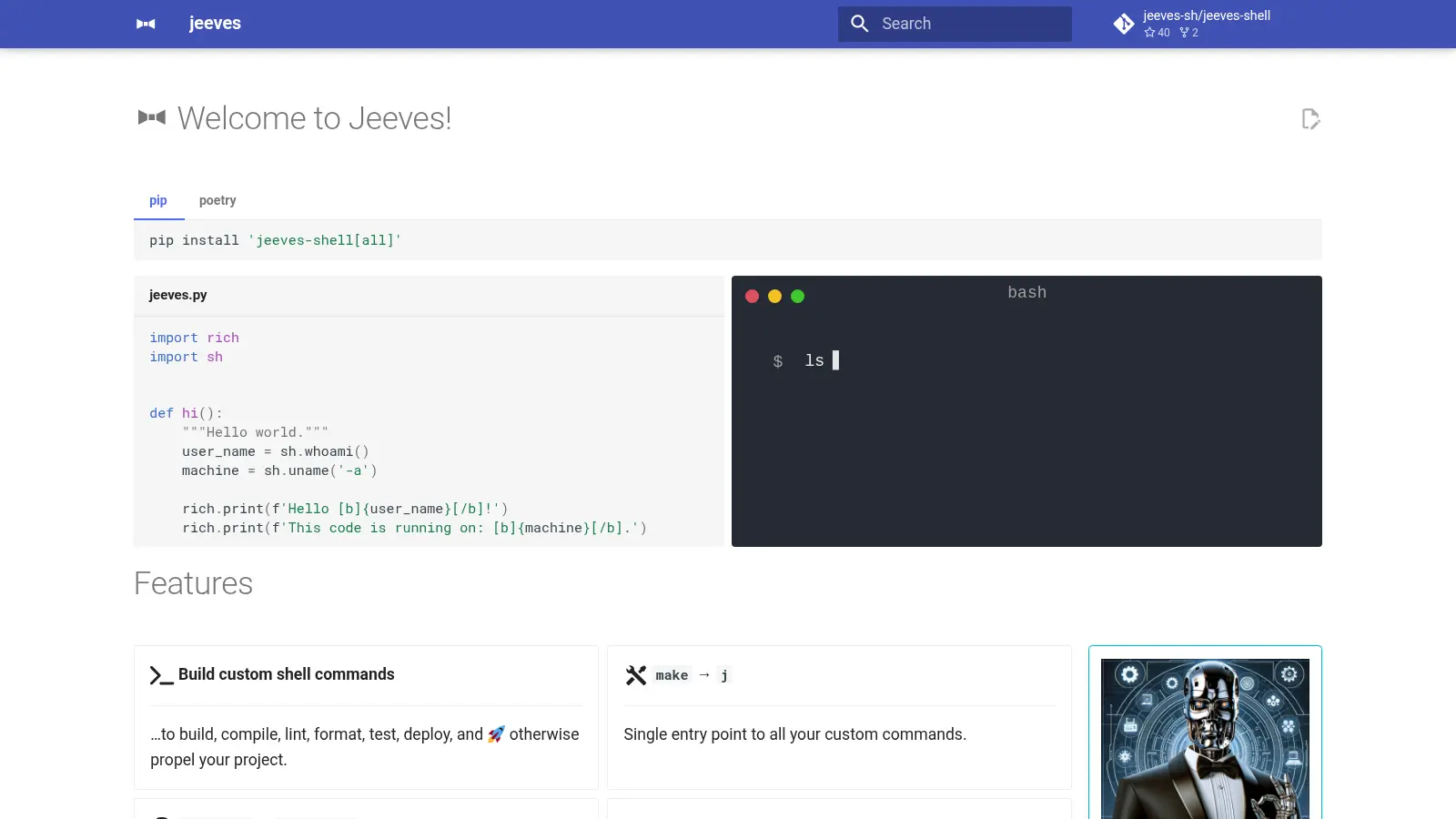 Jeeves Shell screenshot