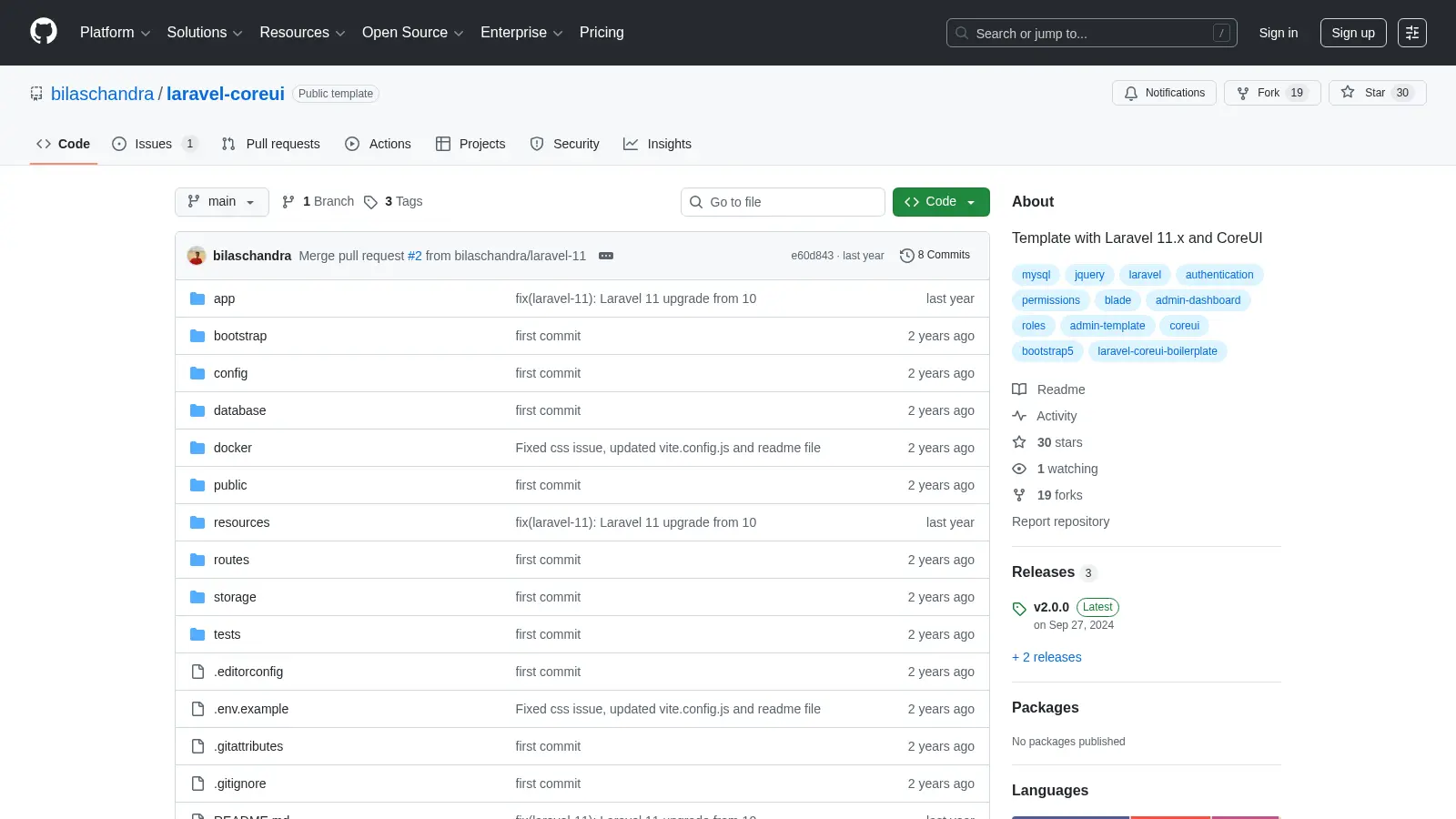 Laravel Coreui screenshot