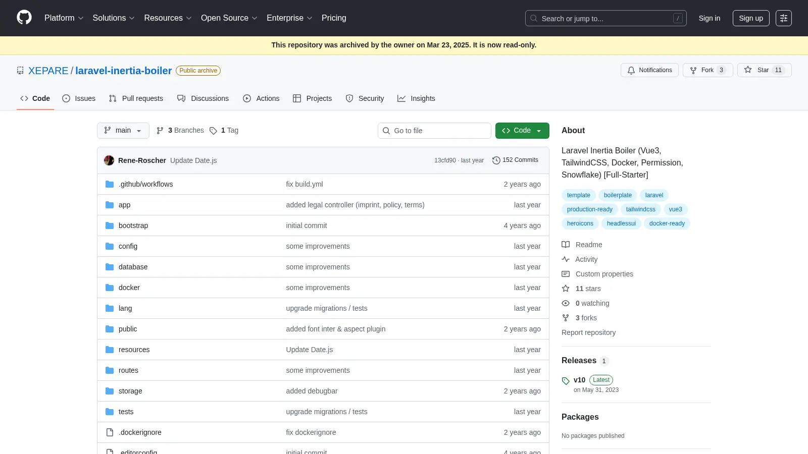 Laravel Inertia Boiler screenshot