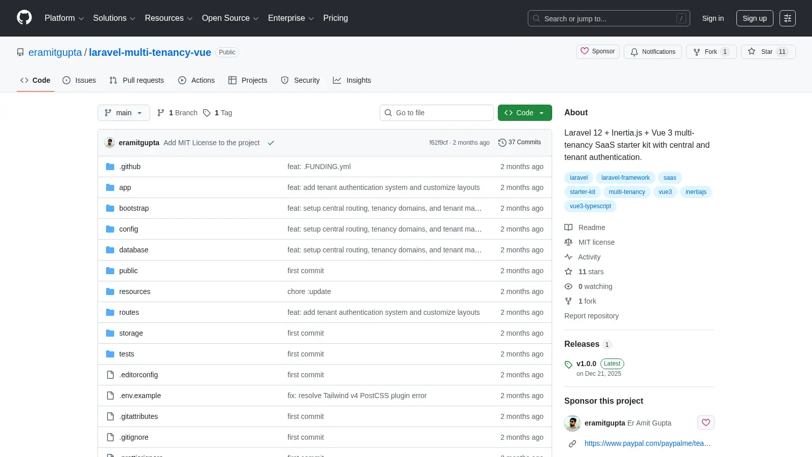 Laravel Multi Tenancy Vue screenshot