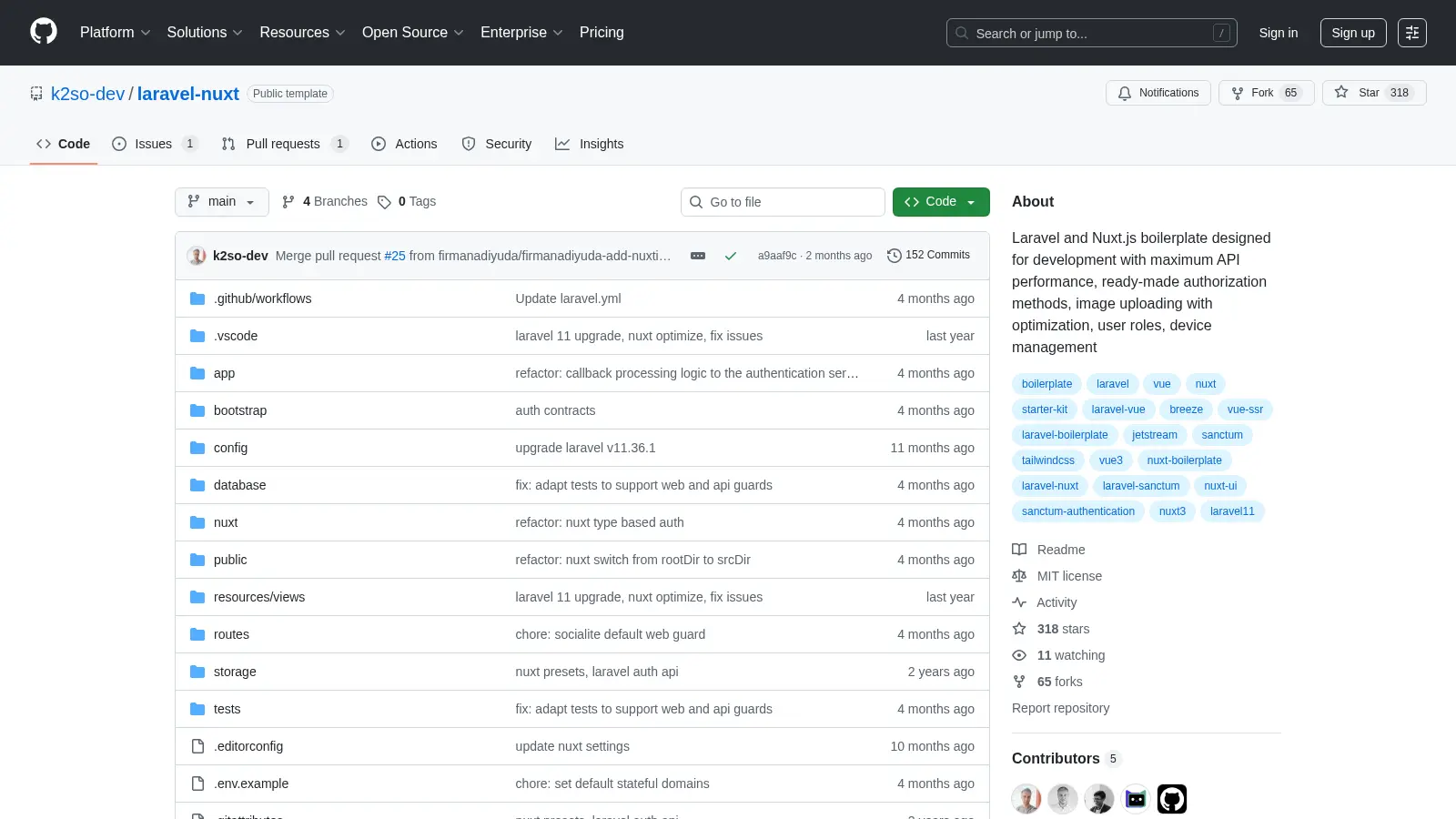Laravel Nuxt screenshot