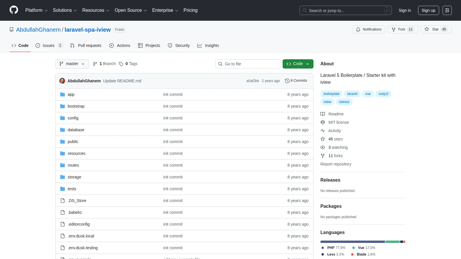 Laravel Spa Iview screenshot