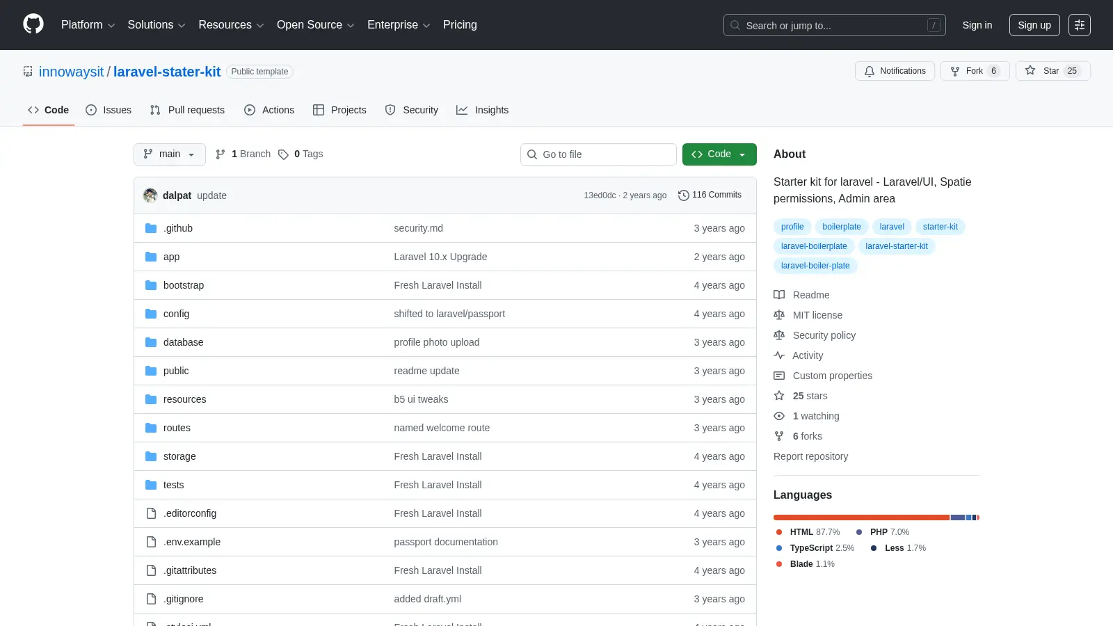 Laravel Stater Kit screenshot