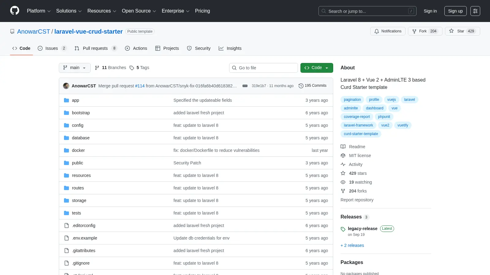 Laravel Vue Crud Starter screenshot
