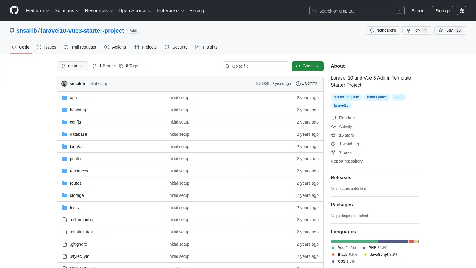 Laravel10 Vue3 Starter Project screenshot