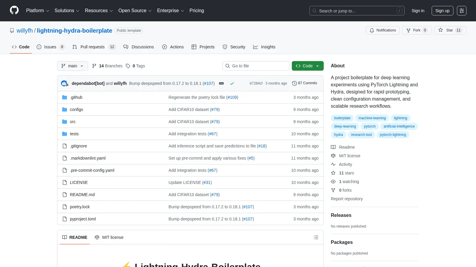 Lightning Hydra Boilerplate screenshot