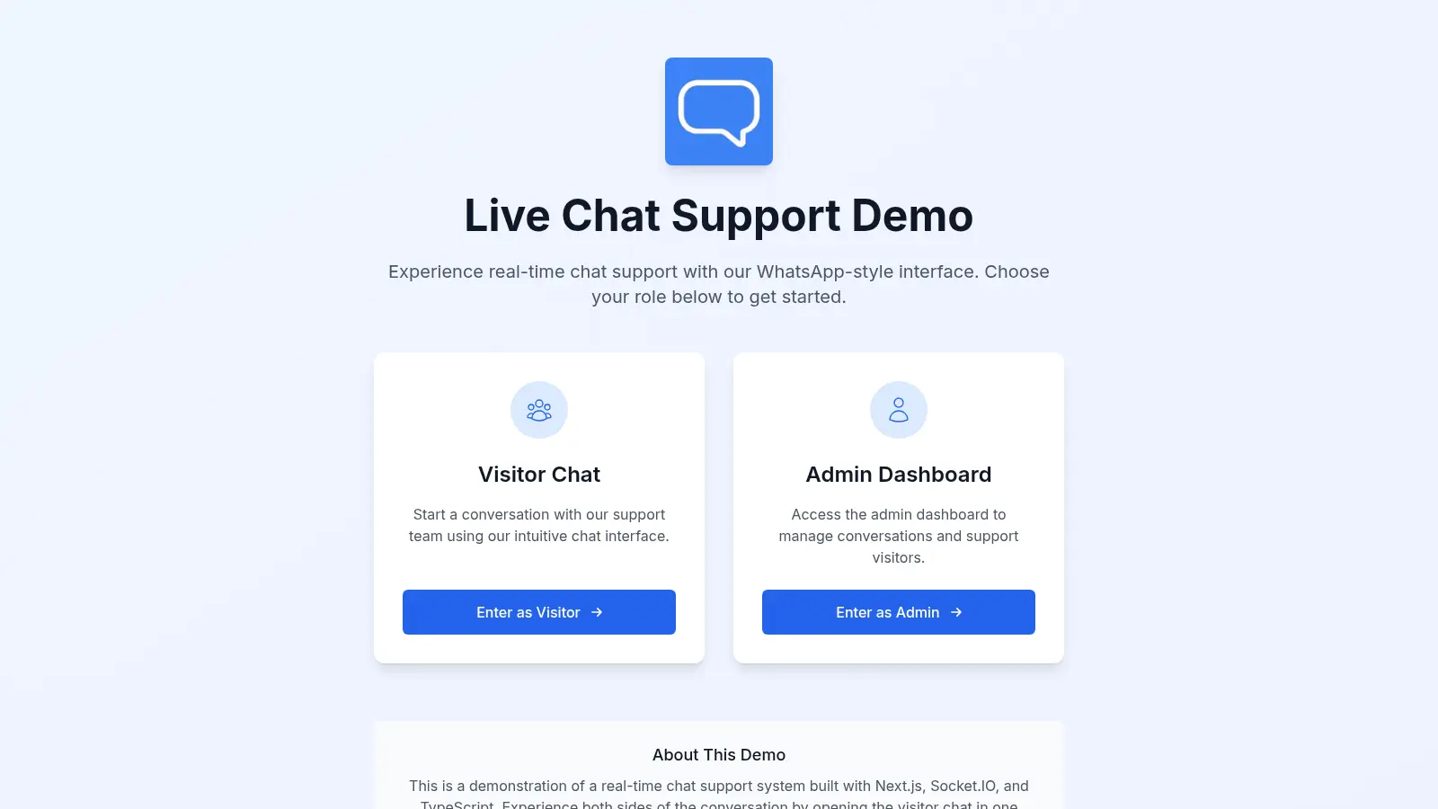 Live Chat Support Demo screenshot