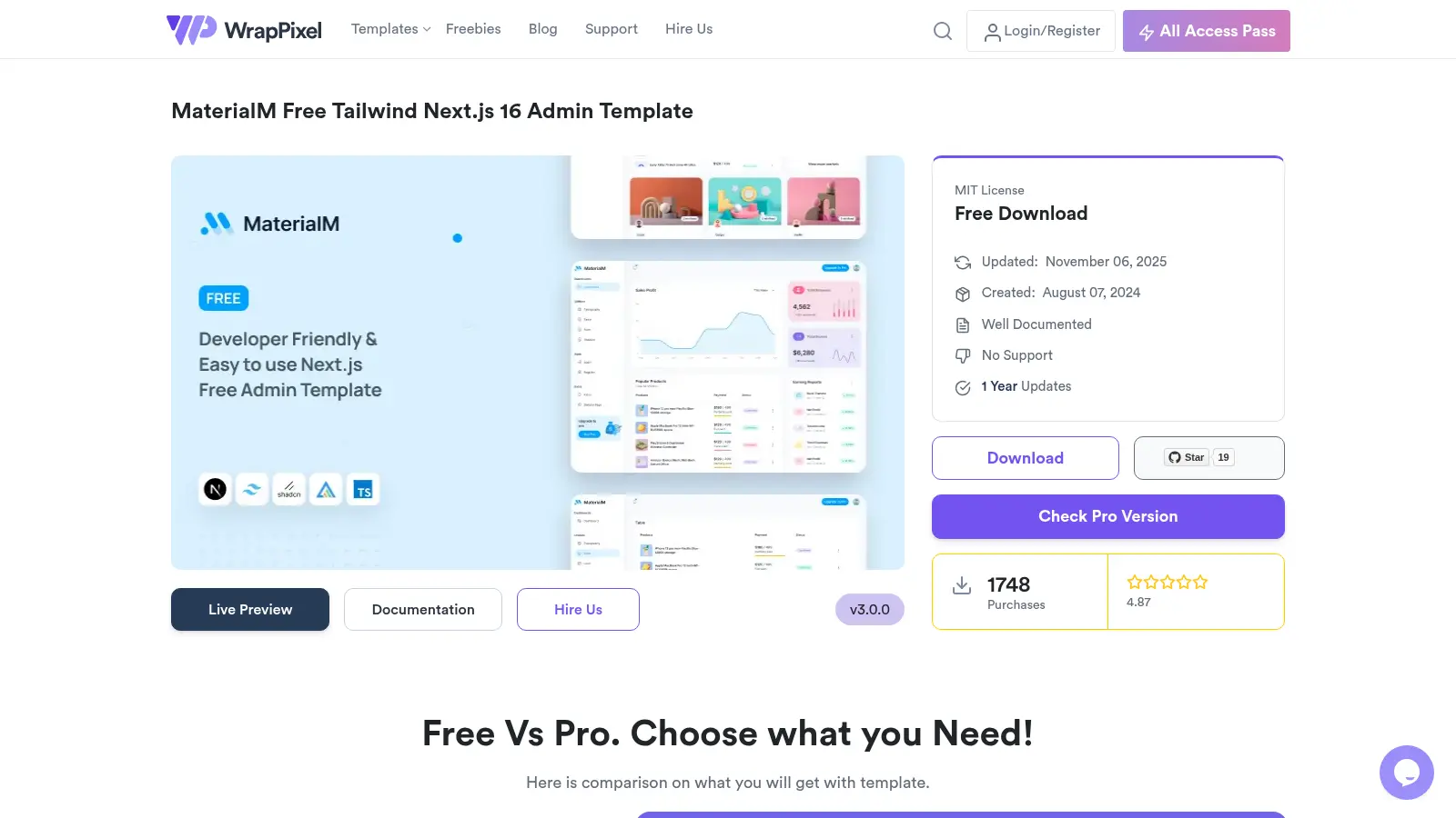 Materialm Tailwind Nextjs Free screenshot